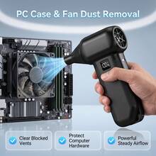 Snow Blower And Brushless Turbo Air Duster, 9000000RPH, 79m/S Wind Speed, 3-Speed LCD Display, High-Brightness Focused LED, Dual 4000mAh Batteries, 15-105 Minutes Runtime, 3-Hour Type-C Charging, Suitable For BBQ, Car, Computer And Home Cleaning Complete Tool Set - Black - View 8