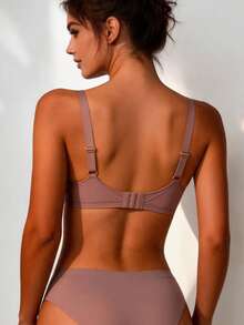 Sexy Deep V Solid Color Underwear Women's Comfortable Fashion Sports Anti Sagging Bra Bra - Khaki - View 9