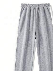 American Street Style Side Stripe Sweatpants, Straight Leg Draped Casual Pants For Men, Versatile Grey Sports Long Pants For Daily Commute/Sports - Light Grey - View 7