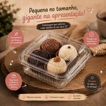 Kit 100 Embalagem 200ml Doce Bolo No Pote Brigadeiro Pote Sobremesa Quadrada Transparente - Visão 9