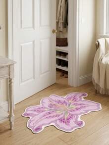 1 Peça Tapete de Veludo Lírio Roxo, Tapete Macio e Felpudo, Decoração para Casa, Decoração de Quarto, Decoração de Outono, Decoração de Casa de Outono, Suprimentos para Casa, Tapete de Porta, Tapete de Sala de Estar, Tapete de Cozinha, Decoração de Cozinha, Decoração de Quarto, Decoração de Banheiro, Tapete de Banheiro, Fácil de Limpar - Multicolorido - Visão 6