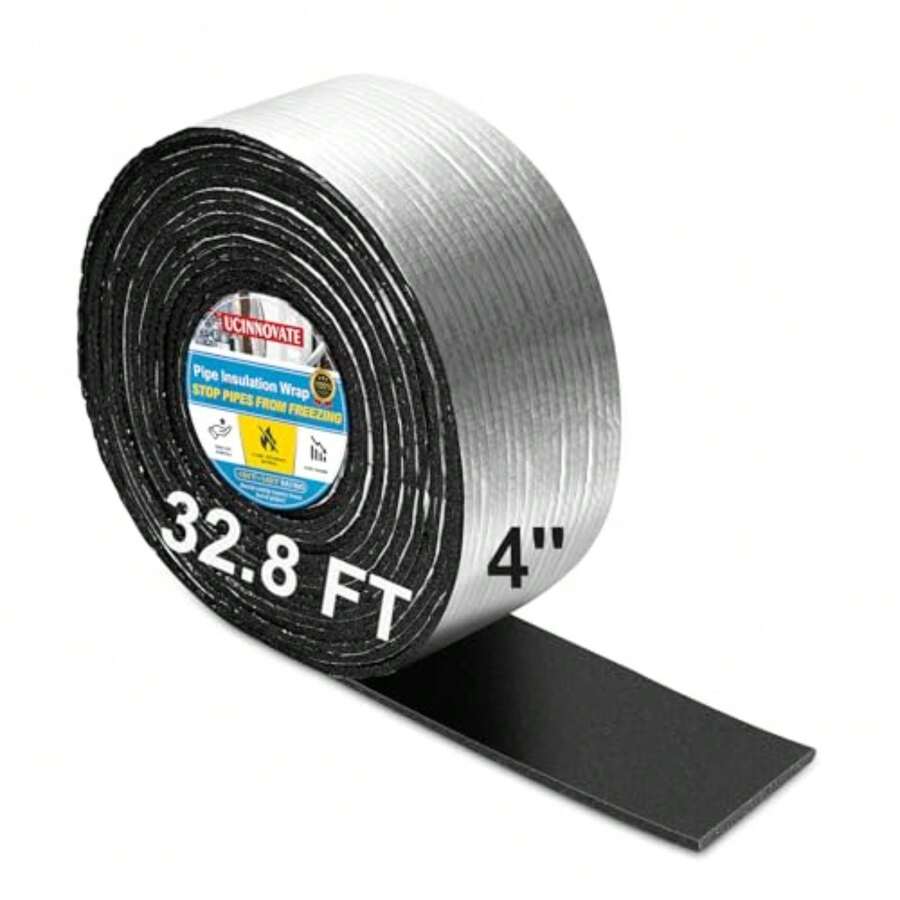 Envoltura de aislamiento de tubo extra ancho,,espuma autoadhesiva y cinta de aluminio para protección contra congelación en invierno, cubierta de aislamiento de línea AC para aire - 4 x 32.8 pies - Ver 1