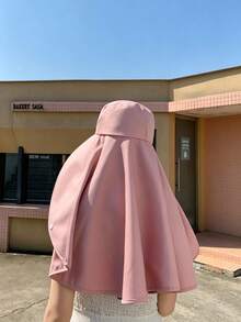1件女款透氣防紫外線防風披肩式遮陽帽，沙灘帽，防曬，多色彎曲設計，大圓扣，時尚休閒街頭沙灘防紫外線夏季帽，適合日常出行、度假與旅行 - 彩色 - 查看 4