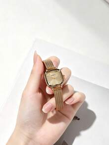 REBIRTH 1pc Women's Vintage Luxury Minimalist Fashion Casual Artistic Personalized Watch Suitable For Daily Wear - Gold - View 6