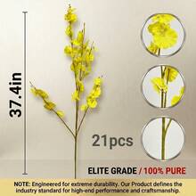 1pc/6pcs/21pcs, 95cm Artificial Yellow Dancing Orchid, Living Room Dining Table Vase Flower Arrangement Decor, Home Soft Furnishing Entrance Hall Decoration Artificial Cymbidium Orchid Fake Flower, Suitable For Wedding Decoration, Autumn Decoration, Garden Center Decoration, Party, Gift - Yellow - View 11