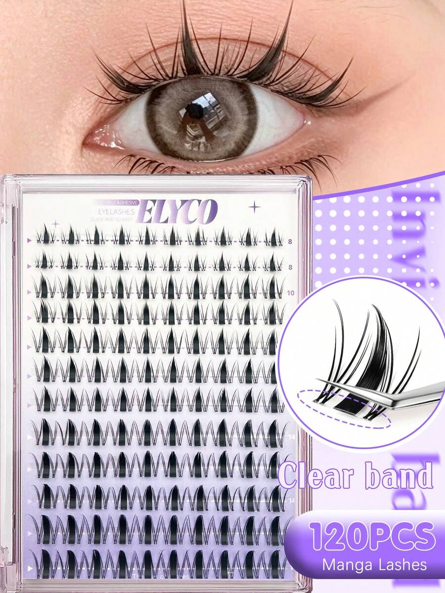 ELYCO10 Transparent Stem False Eyelashes 8-16mm Mixed Length Cartoon Style 120 Clusters Segmented Eyelashes D Curl DIY Self-Application Eyelashes Wet Look Sharp Anime Style Single Cluster Eyelashes With 0.05mm Ultra-Thin Invisible Stem Single Cluster Eyelashes Segmented Eyelashes False Eyelashes - D - View 1