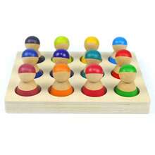 12 Colors Solid Wood Rainbow Stacking Tower Blocks, Color Matching Children's Role Play Simulation Doll Doll - Multicolor - View 10