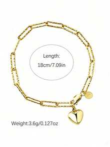 SYMFNY Unique Minimalist 925 Sterling Silver Heart Pendant Bracelet, Textured Design, Perfect Gift For Birthday And Anniversary - Yellow Gold - View 3