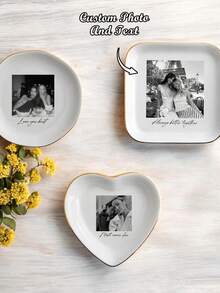 Personalized Photo Ceramic Jewelry Tray Ring Dish Gift, Customized Jewelry Storage Dish For Mother, Grandmother, Daughter - Multicolor - View 3