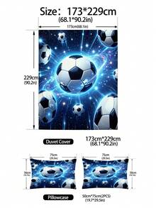 2/3件組發光足球星空兒童床上用品套裝，適合兒童、青少年、男孩與女孩，四季適用，拉鍊開合（不含填充物），100%聚酯纖維 - 彩色 - 查看 12
