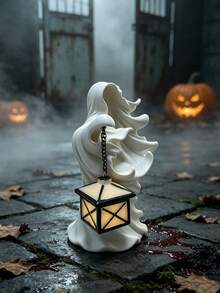 1pc Faceless Ghost Sculpture Halloween Decoration, Eerie Messenger Resin Statue, Black And White Ghost Figurine, Suitable For Home, Desktop, Garden, Indoor And Outdoor Halloween Party Decor - Grim Reaper - View 3
