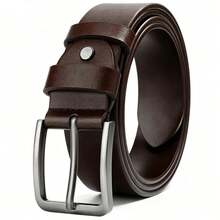 Casual Men's PU Leather Belt, Square Minimalist Alloy Buckle, Suitable For Work, Daily Wear And Gatherings - Brown - View 1