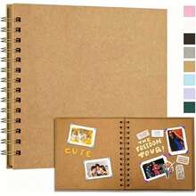 7X7 Inch Scrapbook Photo Album 40 Pages/20 Sheets Hardcover Kraft Paper Scrapbook Photo Album Memory Book, Suitable For Wedding And Anniversary Family - Brown - View 7