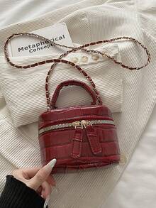 Lightweight Mini Chain Bag Quilted Handbag Bucket Bag Suitable For Girls, College Students And Office Workers - Burgundy - View 6