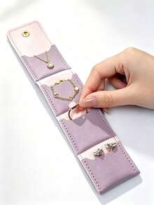 1 buah, Dompet Wanita Lipat, Tempat Perhiasan, Dompet Koin, Organizer Anting dan Kalung untuk Perjalanan, Tas Penyimpanan Kancing Mini, 4 Kompartemen, untuk Perjalanan Sehari-hari - MultiWarna - View 2