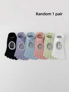 1/2/3 Pasang Kaos Kaki Yoga Lima Jari Wanita, Kaos Kaki Pendek Pilates Silikon Anti Selip - MultiWarna - View 6