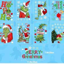 The Grinch 9 قطع ملصقات زخرفية عيد الميلاد لجدران غرفة المعيشة والزجاج، ملصقات كهروستاتيكية، ديكورات احتفالية، ديكورات العطلات وإكسسوارات الصور، هدايا حفلات عيد الميلاد وأعياد الميلاد، مناسبة لديكور المنزل الداخلي، ديكورات حفلات عيد الميلاد. - متعدد الألوان - مشاهدة 11