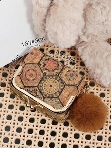 New Printed Women's Wallet, With A Pom-Pom Charm, Multi Card Slot Multifunctional Wallet, Can Be Split And Used As A Large Capacity Women's Wallet - Multicolor - View 10