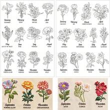 Stick & Stitch Birthday Month Wildflower Water-Soluble Embroidery Transfer Paper, Tiny Floral & Leaf Embroidery Stabilizer Paper For Handmade Sewing DIY Crafts - A103 - View 2
