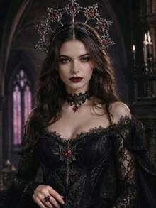 1pc Vintage Gothic Halo Headpiece For Women, Suitable For Various Holiday Parties, Cosplay And Other Occasions - Multicolor - View 3