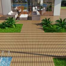 Patio Floor Tiles Pack Of 11 WPC Wood-Plastic Composite Patio Deck Tiles DIY Interlocking Decking Tiles, Quick Deck Floor Tile, Court Tile, Water Resistant Indoor Outdoor -11.8" Oak - Oak + Plastic - View 8