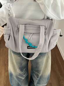 尺寸：36cm*17cm*16cm，可拆卸肩帶，裝飾手繩，便攜/肩背/斜挎，女士時尚，男士休閒，短途旅行 - 彩色 - 查看 4