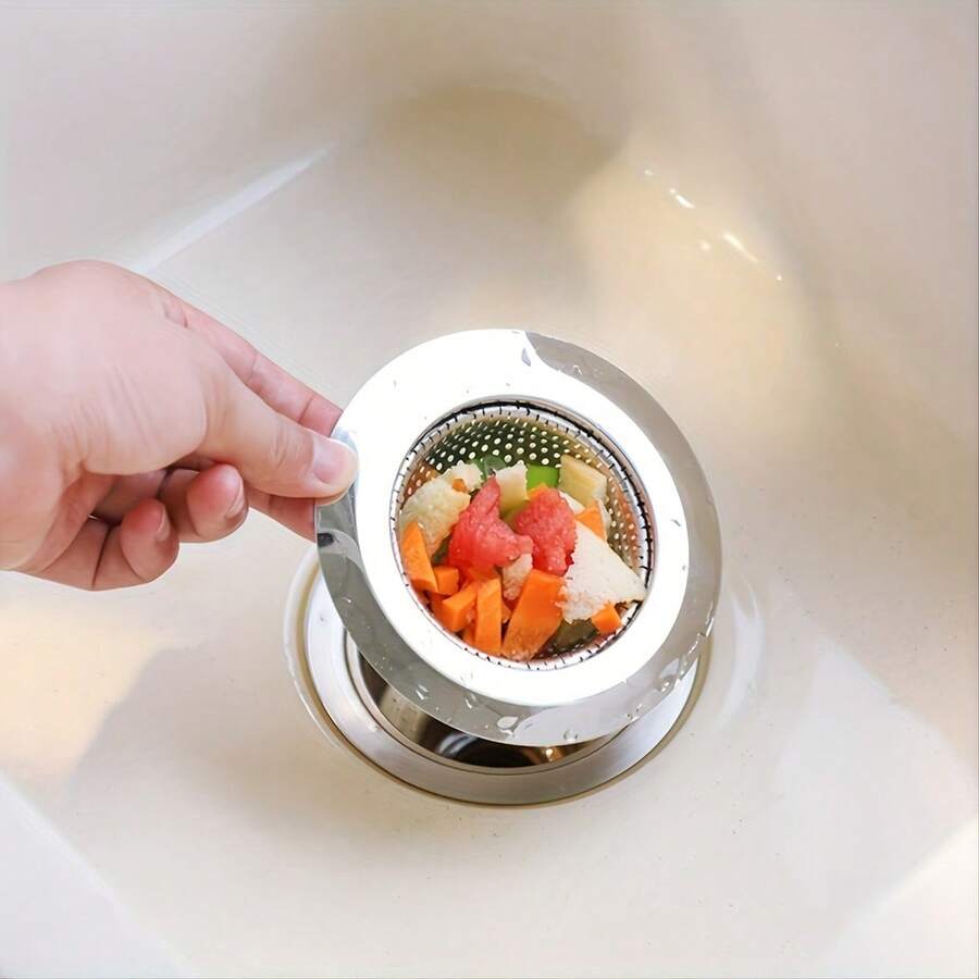 Ralo de Pia de Aço Inoxidável, Filtro de Banheira com Tela para Resíduos de Alimentos, Drenagem Eficiente, Ralo de Banheira de Aço Inoxidável, Ralo de Pia de Banheiro, Coletor de Cabelos do Ralo do Chuveiro, Ralo de Lavanderia, Acessórios de Banheiro, Ferramentas de Banheiro - Filtro - Visão 1