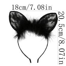 2pcs Korean Cute Lace Rabbit Ear Headband For Women, Influencer Face Wash Hair Hoop, Sexy Rabbit Ear Cosplay Makeup Hair Accessory - Multicolor - View 2