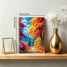 1PC A5 Vibrant Autumn Forest Path With 2D Flat Notebook Diary With Colorful Trees And Flowers For Daily Planning, Travel Notes, School Work, Office Use, Thanksgiving - Multicolor - View 3