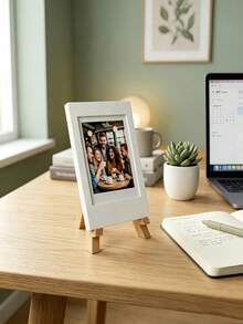 White Mini Instant Photo Frame, Small Easel-Style Photo Frame, Easel-Shaped Photo Display Stand, Reusable Desktop Photo Decor, Multi-Scene Universal Desktop Decoration, Ideal Gift For Friends, Classmates And Family - Multicolor - View 3