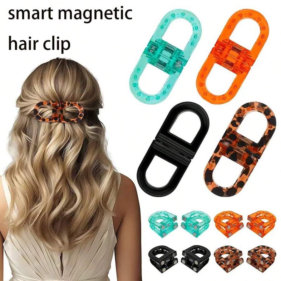 Creative Smart Magnetic Hair Clips For Women, Back Of Head Claw Clip, Magnetic Flyaway Hair Clip, Bangs Clip, Side Hair Clip - Multicolor - View 1