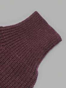 NiceArt Jaket Rajut Wol Campuran Argyle Lengan Panjang Leher V Warna Polos Gaya Retro untuk Wanita Musim Gugur dan Musim Dingin, Mantel Sweater untuk Pemakaian Sehari-hari - Burgundy - View 6