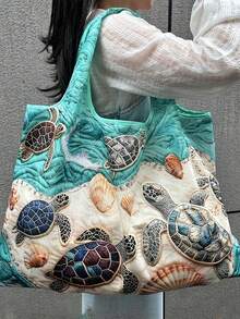 [Turtle Shopping Bag]Memory Fabric Turtle Large Capacity Portable Shopping Bag - Lightweight Foldable Tote Bag - Shoulder/Hand Carry - View 1