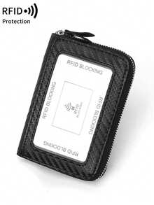 MIYIN 纖薄碳纖維紋理 RFID 防盜刷信用卡拉鍊錢包,14 格風琴式卡槽,便攜式卡夾,適用現金與身分證件卡 - 彩色 - 查看 3