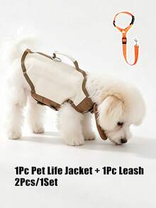 2pcs Pet Life Jacket With Leash, Sporty Lightweight Beach Swimsuit, Protective Wear, Dog Swimming Suit/Buoyancy Vest, Dog Floating Water Jacket, Suitable For Small Dogs, Medium Dogs, Can Be Used For Outdoor Walks, Leash, Dog Clothes, Dog Halloween Costume - Multicolor - View 14