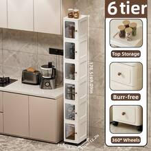 Multifunctional Stackable Rolling Storage Cabinet With Transparent Doors, Pantry Organizer, Kitchen Bathroom Shelf, Modular Stackable Rack For Kitchen, Bedroom, Bathroom, Pantry, Narrow Space Storage, 3/4/5/6 Tiers - View 17