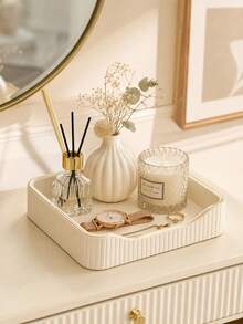 PU Leather Tray Desktop Organizer - Remote Control Holder & Catchall Tray, Suitable For Vanity, Skincare Display, Lipstick Rack, Bathroom Countertop, Decorative Tray For Miscellaneous, Cosmetics, Phone, Wallet, Tableware,Room Decor - Multicolor - View 13
