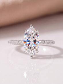 1克拉閃亮橢圓形訂婚戒指/結婚戒指，女款承諾戒指/永恆戒指，精緻珠寶禮物 - 菱形戒指 - 查看 2