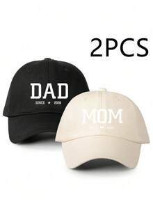 2pcs "Dad Mom 2026" Printed Baseball Caps, Classic Fashion, Soft Sweatband, Adjustable Size, Lightweight & Versatile, Adult Dad Hat - 2026 - View 12