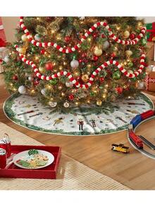 1pc Christmas Tree Skirt Featuring Nutcracker-Themed Soldier And Princess Motifs; A Decorative Mat Designed To Conceal The Tree Stand And Enhance The Festive Atmosphere. - Multicolor - View 8