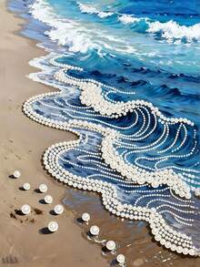 30*40cm Frameless Canvas Colorful Pearl Painting, DIY Rhinestone Sticker Decor Art. High Gloss Round Pearl Beads, Thickened Waterproof Printed Canvas. Suitable For Parents And Children And Team Building Activities Stress Relief Craft, Home Leisure DIY Decoration - A - View 3
