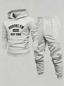 Men Hoodie Co-Ords - Grey - View 1