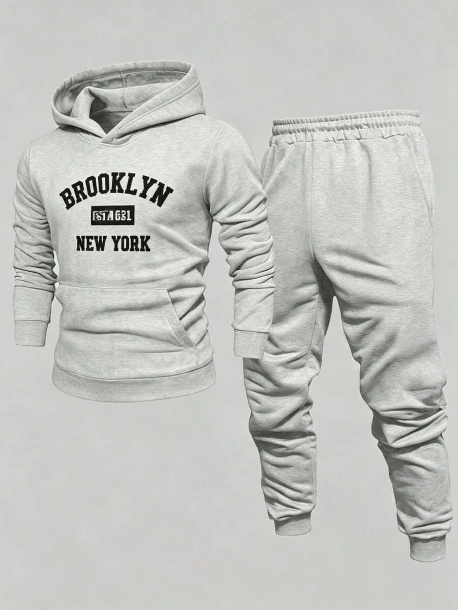 Men Hoodie Co-Ords - Grey - View 1
