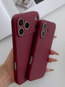 奢華復古酒紅色手機殼,適用於 iPhone 17 Pro Max 16 15 Plus 14 13 12 11 Pro Max,純色軟質防震保護殼 - 酒紅色 - 查看 11