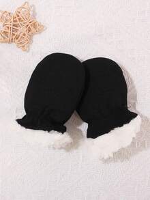 1 Pair Solid Color Anti-Scratch Warming Gloves For 0-6 Month Newborn Babies, Extra Soft & Thick, Suitable For Daily Wearing In Winter - 1Pair - View 16