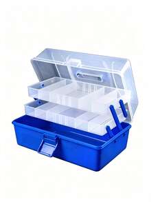 Double-Layer Flip-Top Lure Fishing Tackle Box, (Artificial Lures As Optional Accessories) With Detachable Multi-Compartment Storage Dividers For Classified Storage; Can Hold Lures, Fishing Lines And Reels, Portable Storage Case For Outdoor Angling - Random Color - View 4