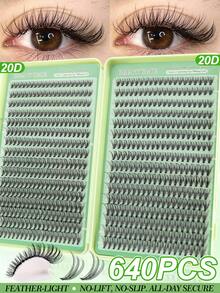 640/200pcs DIY Single Cluster False Eyelashes, Multiple Styles 9-16mm Mixed Length, 10D/20D Free Matching, Suitable For Natural Korean And Japanese Makeup, Soft And Durable, Lightweight And Delicate, Includes Glue, Brush And Tweezers Set, Easy For Daily, Date, Party And Holiday Use - Mint Green - View 16