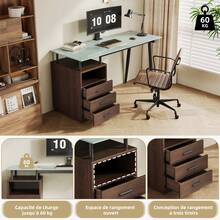 Modern Desk With Glass And Metal Frame - Brown - Brown - View 3