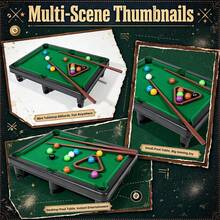 Juego de Mesa de Billar Mini Hiawbon| Billar Portátil de Mesa Pequeño con 2 Tacos, 16 Bolas y Triángulo para Viajes y Fiestas - Blanco - Ver 4