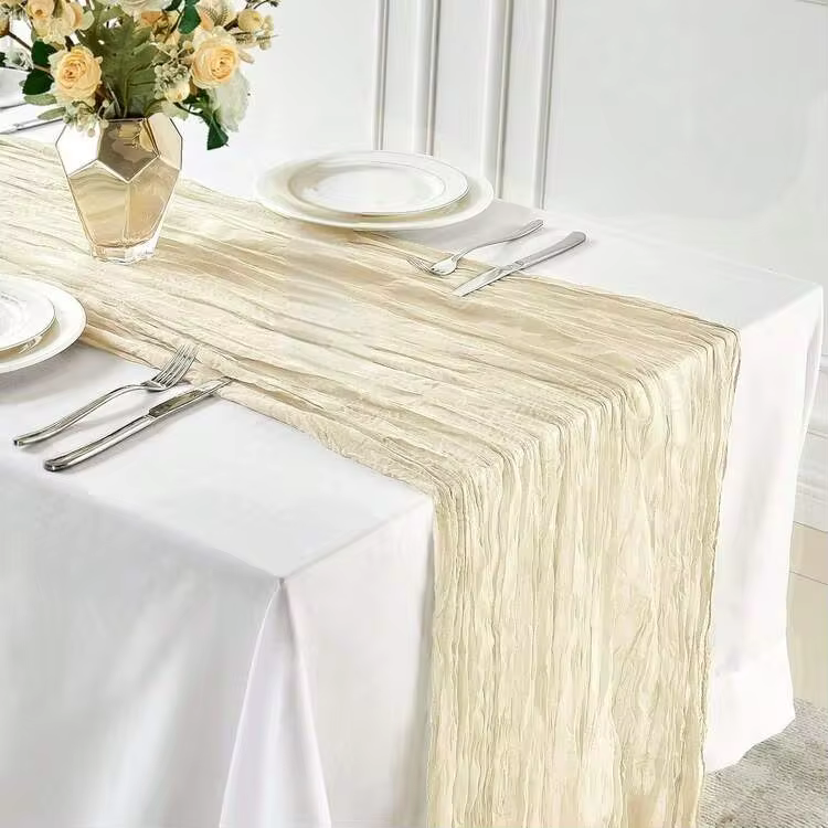 1pc Cheesecloth Table Runner, Semi-Transparent Gauze Tablecloth, Bohemian Or Rustic Style Wedding Table Decor, Suitable For Wedding Decoration, Arch Drapery, Bridal Shower, Holiday Party Decor - Multicolor - View 32